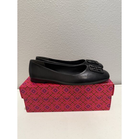 Tory Burch Georgia Ballet Flats Size 7.5 Leather Perfect Black Paris Goat $248 - Picture 4 of 10